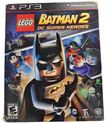 LEGO Batman 2 DC Super Heroes PS3 PlayStation 3 action adventure platformer LEGO game Batman Superman DC Comics open world Gotham City co op gameplay puzzles collectibles TT Games Warner Bros superhero game PlayStation 3 software game title front cover