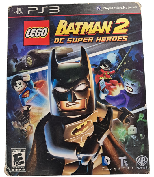 LEGO Batman 2 DC Super Heroes PS3 PlayStation 3 action adventure platformer LEGO game Batman Superman DC Comics open world Gotham City co op gameplay puzzles collectibles TT Games Warner Bros superhero game PlayStation 3 software game title front cover