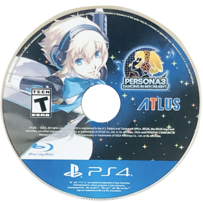 Persona 3: Dancing in Moonlight – PlayStation 4 (PS4) video game disc, rhythm music game.