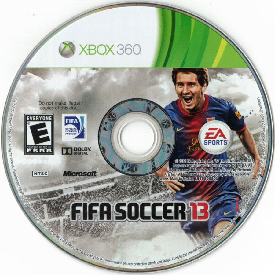 FIFA Soccer 13 disc for Xbox 360 (X360) sports soccer video game