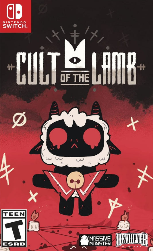Cult of the Lamb Nintendo Switch NS for video game enthusiasts featuring action adventure roguelike gameplay cult management mechanics dungeon exploration resource gathering base building charming yet dark art style and collectible gaming appeal cover art