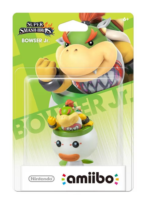 Bowser Jr Amiibo Super Smash Bros Nintendo Amiibo sealed collectible figure featuring Bowser Jr from Super Mario detailed character design Super Smash Bros styling NFC functionality compatible Nintendo games sealed packaging Amiibo collection display collectible and gaming accessory appeal