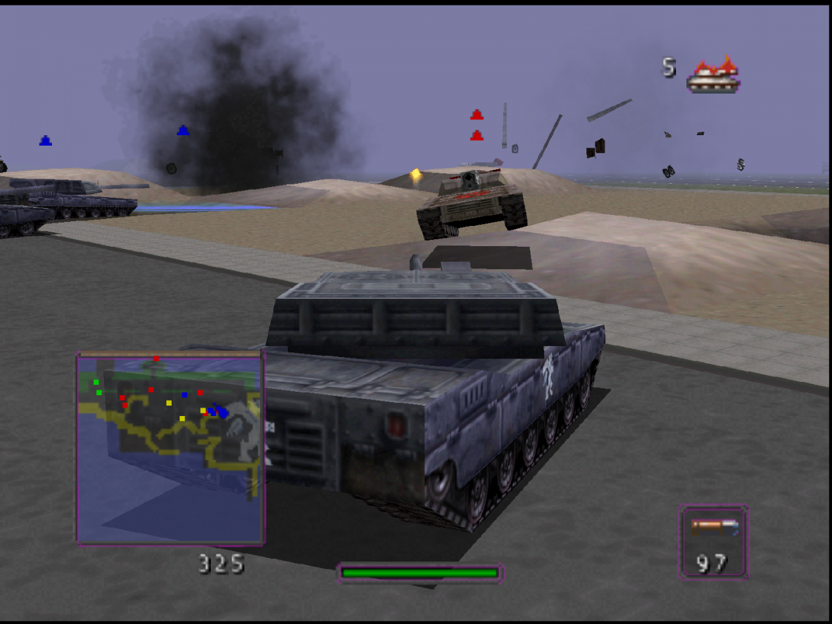 Battletanx: Global Assault Nintendo 64 game featuring tank combat action and strategic battlefield gameplay on N64 screenshot