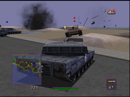 Battletanx: Global Assault Nintendo 64 game featuring tank combat action and strategic battlefield gameplay on N64 screenshot