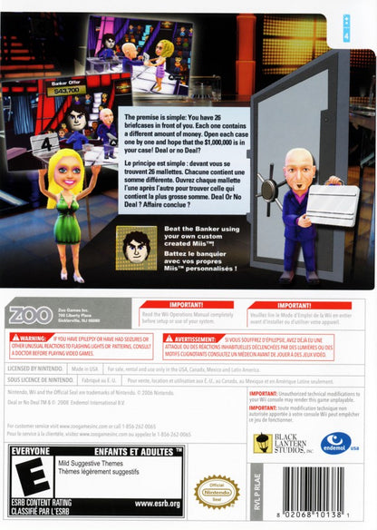 Deal or No Deal back cover art for Nintendo Wii (Wii) video game