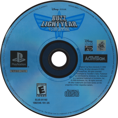 Disney Pixar Buzz Lightyear of Star Command PlayStation 1 PS1 for action platformer retro video game fans featuring Buzz Lightyear adventure sci fi missions alien enemies futuristic worlds platforming action cartoon inspired gameplay collectible gaming appeal disc