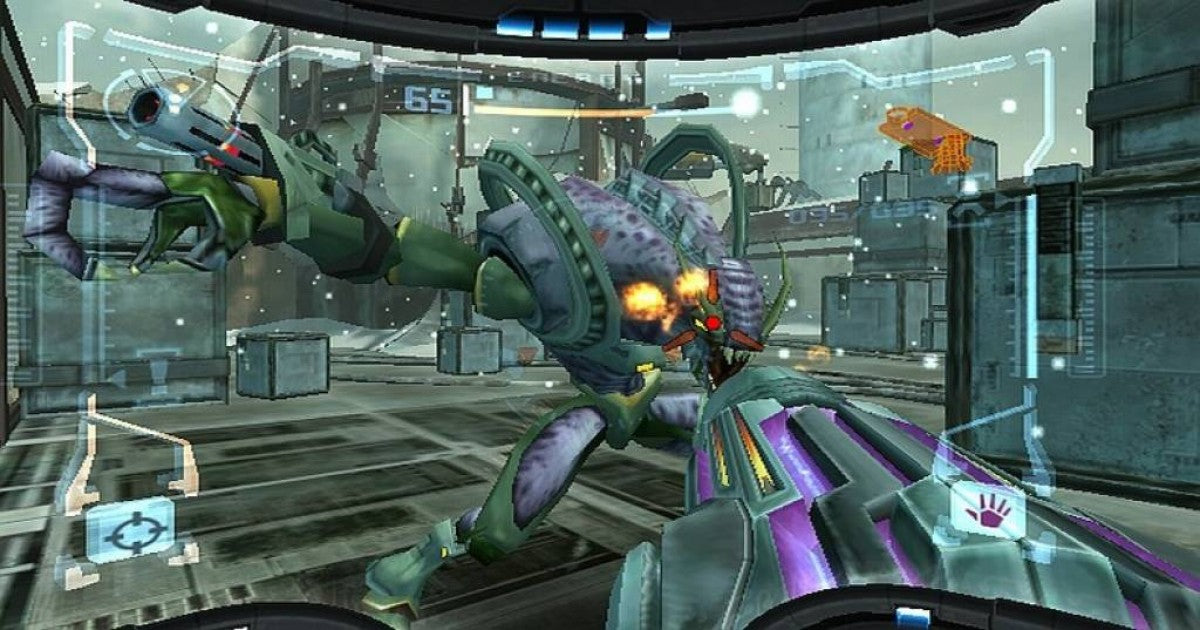 Metroid Prime GameCube GC video game with Metroid Prime 2 Echoes bonus disc, first-person adventure, sci-fi action, Nintendo GameCube special edition gameplay