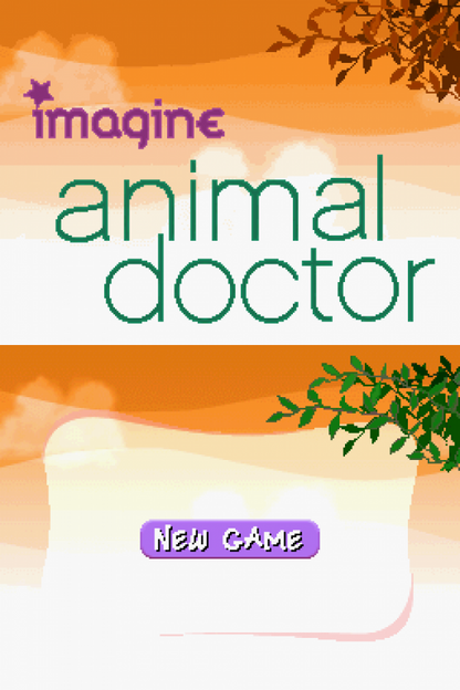 Imagine: Animal Doctor start screen for Nintendo DS (DS) pet care simulation video game