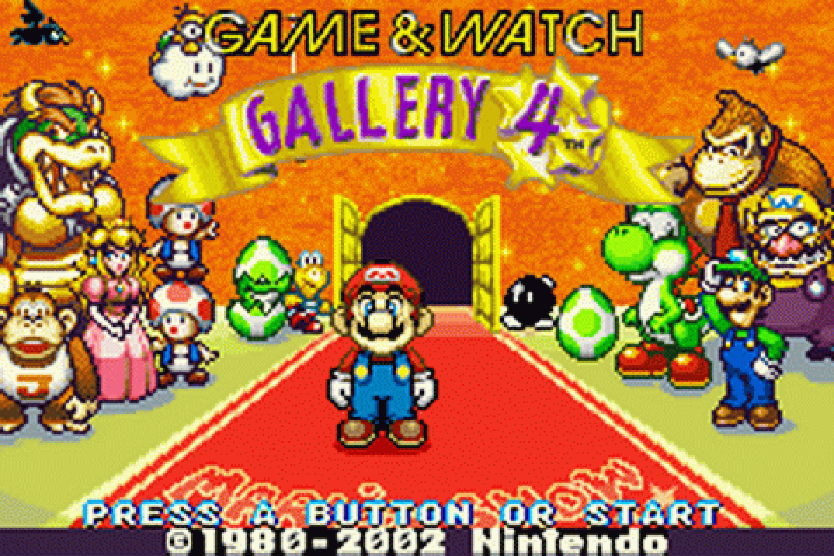 Game and Watch Gallery 4 start menu for Game Boy Advance GBA video game 