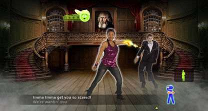 Retro Just Dance Disney Party Xbox 360 inspired design featuring family friendly rhythm dance gameplay aesthetic vintage HD era Disney musical performances colorful animated characters motion based party fun energetic choreography nostalgic interactive music experience presentation gameplay