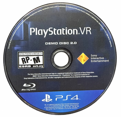 PlayStation VR Demo Disc PlayStation 4 PS4 VR virtual reality demo collection featuring multiple PlayStation VR experiences immersive virtual reality gameplay interactive demos first-person exploration technology showcases and classic PlayStation VR PS4 gaming collectible appeal disc