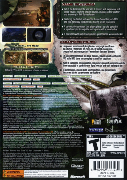 Raven Squad Operation Hidden Dagger Xbox 360 tactical shooter military FPS cooperative campaign strategy based combat console video game authentic Microsoft Xbox 360 disc retro gaming collectible title back cover art
