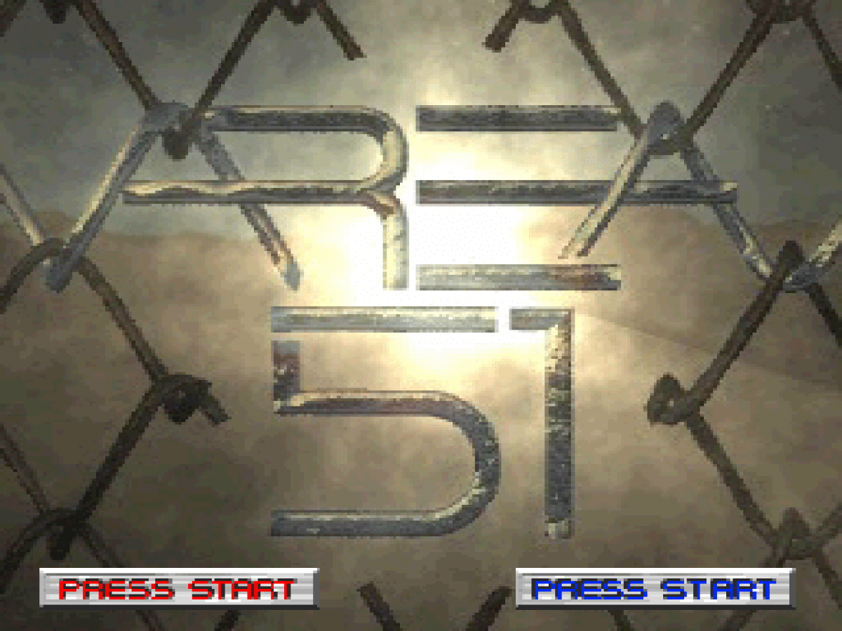 Area 51 home screen for PlayStation 1 PS1 retro fps video game 