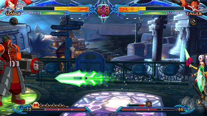 BlazBlue Chrono Phantasma game for the PlayStation 3 featuring 2D fighting gameplay with anime style visuals expanded character roster refined combat mechanics multiple modes including Story Arcade and Versus and fast paced competitive battles gameplay 