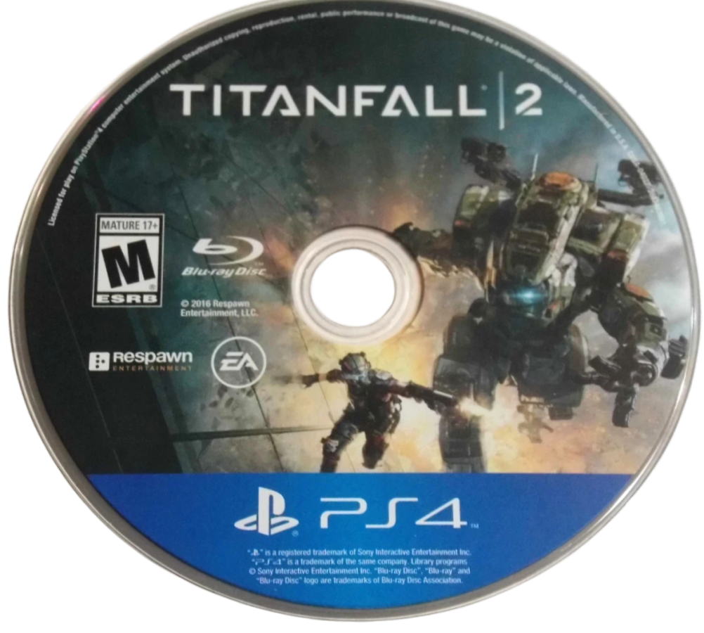 Titanfall 2 – PlayStation 4 (PS4) video game disc, first-person shooter.