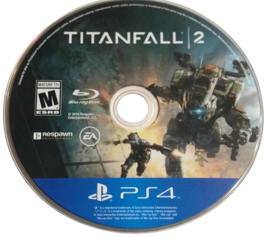 Titanfall 2 – PlayStation 4 (PS4) video game disc, first-person shooter.