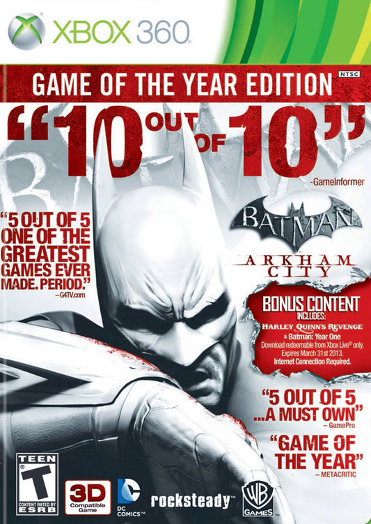 Batman: Arkham City [Game of the Year] cover art for Xbox 360 (X360) video game