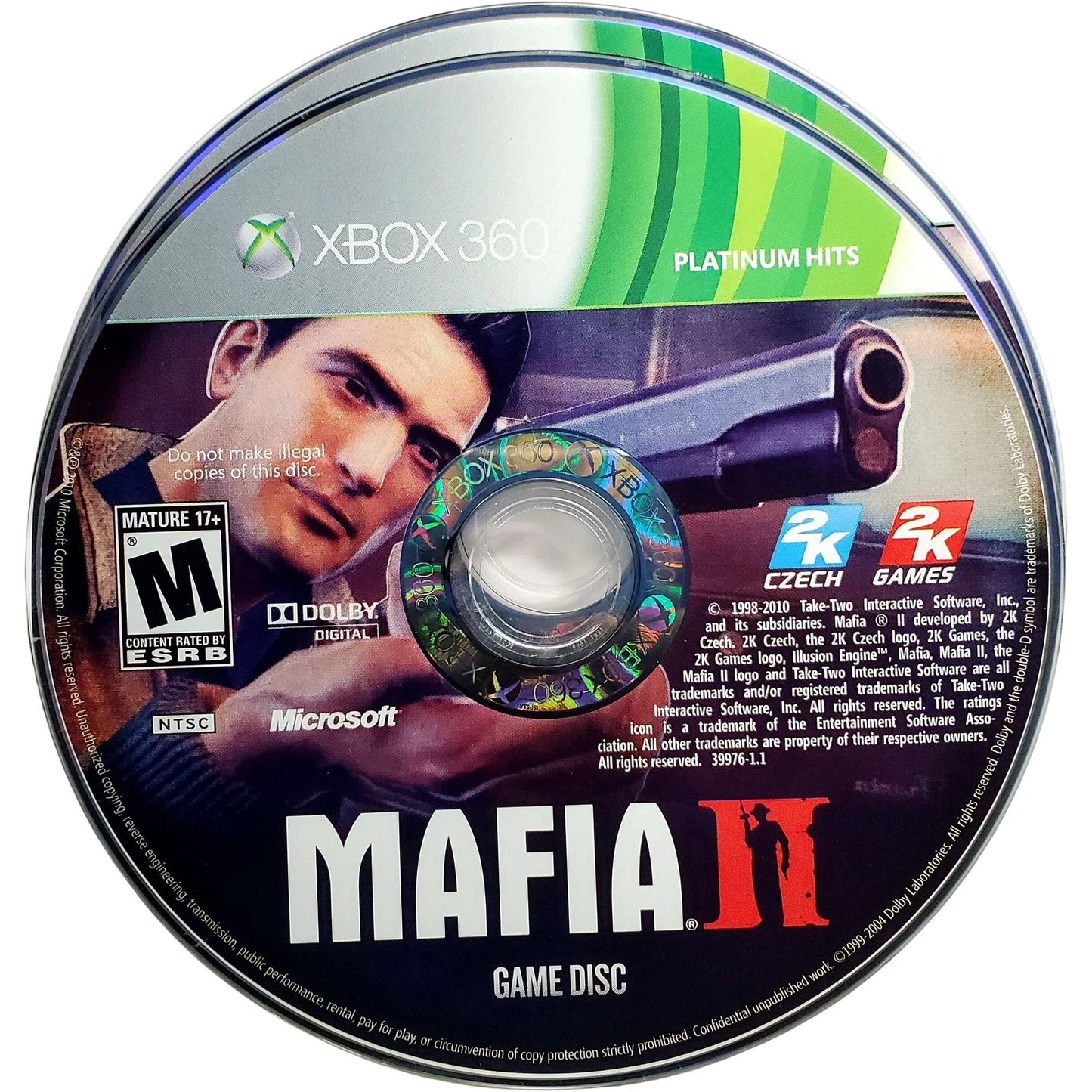 Mafia II [Platinum Hits] disc for Xbox 360 (X360) action-adventure crime video game