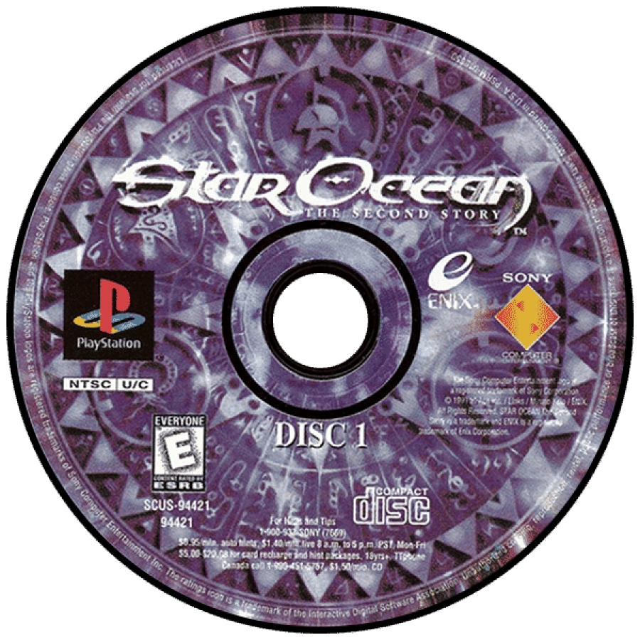 Star Ocean: The Second Story disc for PlayStation 1 (PS1) role-playing video game