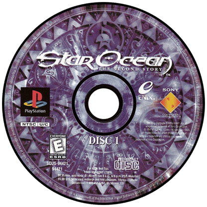 Star Ocean: The Second Story disc for PlayStation 1 (PS1) role-playing video game