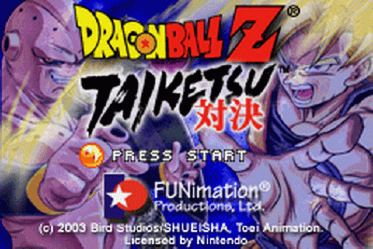 Game Boy Advance Dragon Ball Z Taiketsu fighting game start menu
