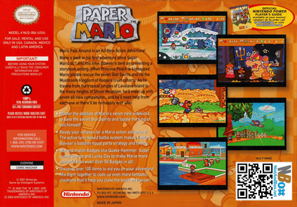 Paper Mario back cover art for Nintendo 64 N64 video game