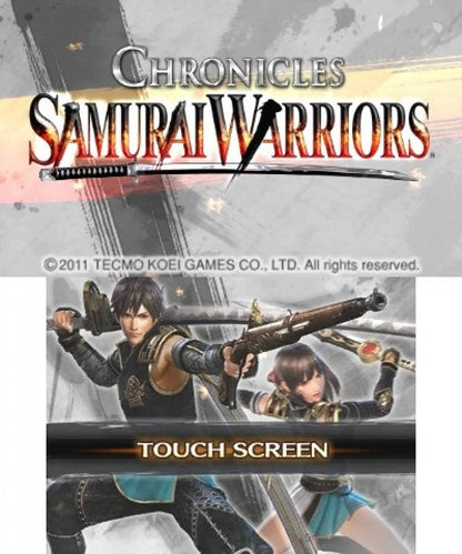 Samurai Warriors Chronicles Nintendo 3DS game featuring hack and slash action gameplay with historical samurai battles, character customization, and strategic missions in a 3D handheld environment gameplay