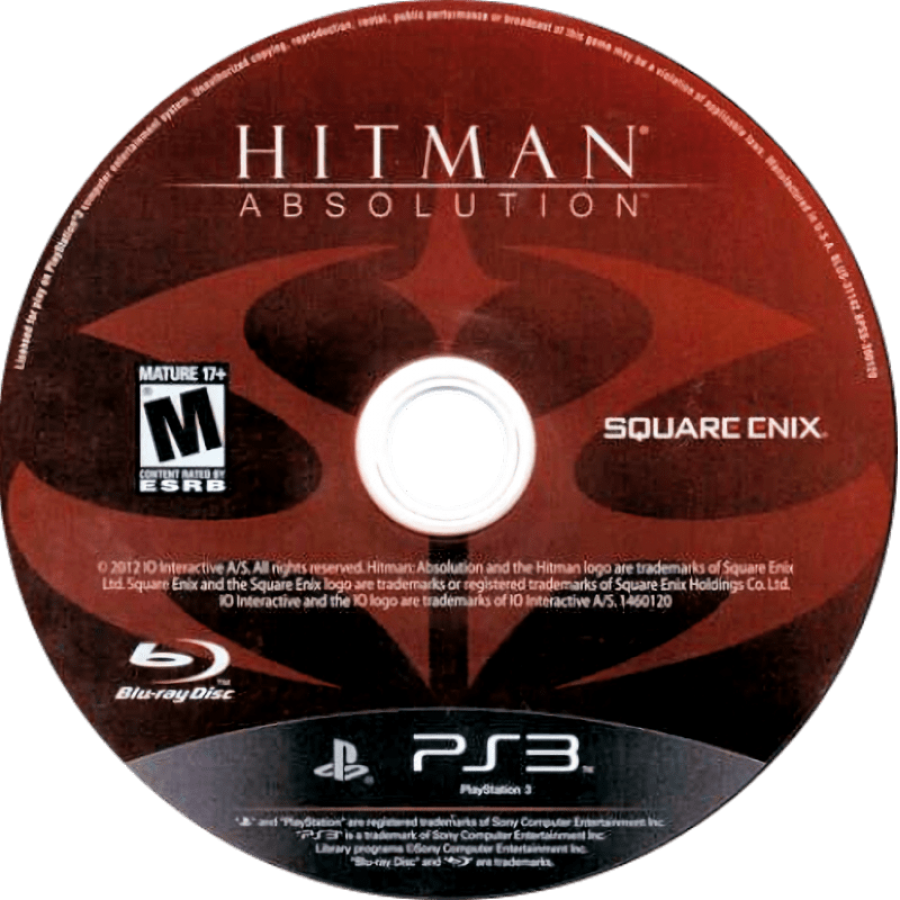 Hitman Absolution disc for PlayStation 3 (PS3) video game
