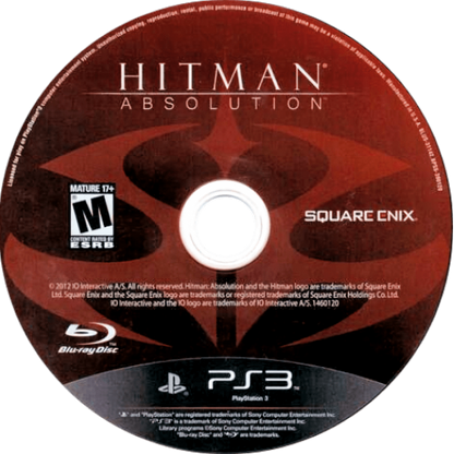 Hitman Absolution disc for PlayStation 3 (PS3) video game