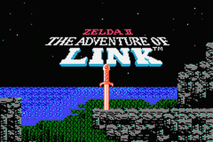 Zelda II The Adventure of Link Classic NES Series for Game Boy Advance (GBA), title screen for a retro video game featuring action role-playing gameplay, side-scrolling combat, dungeon exploration, fantasy adventure, and classic Nintendo action