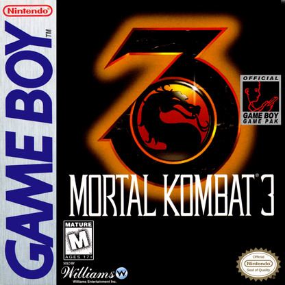Mortal Kombat 3 Game Boy GB for retro video game enthusiasts featuring classic fighting gameplay one on one arcade combat iconic characters special moves tournament battles handheld action and collectible gaming appeal front cover 