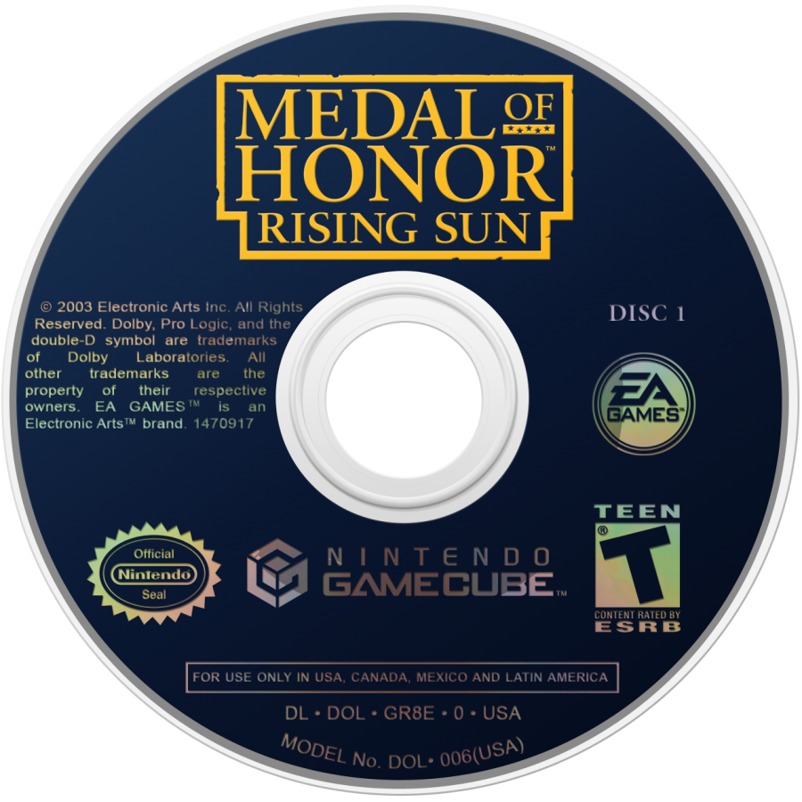 Medal of Honor: Rising Sun disc 1 for GameCube (GC) World War II first-person shooter video game