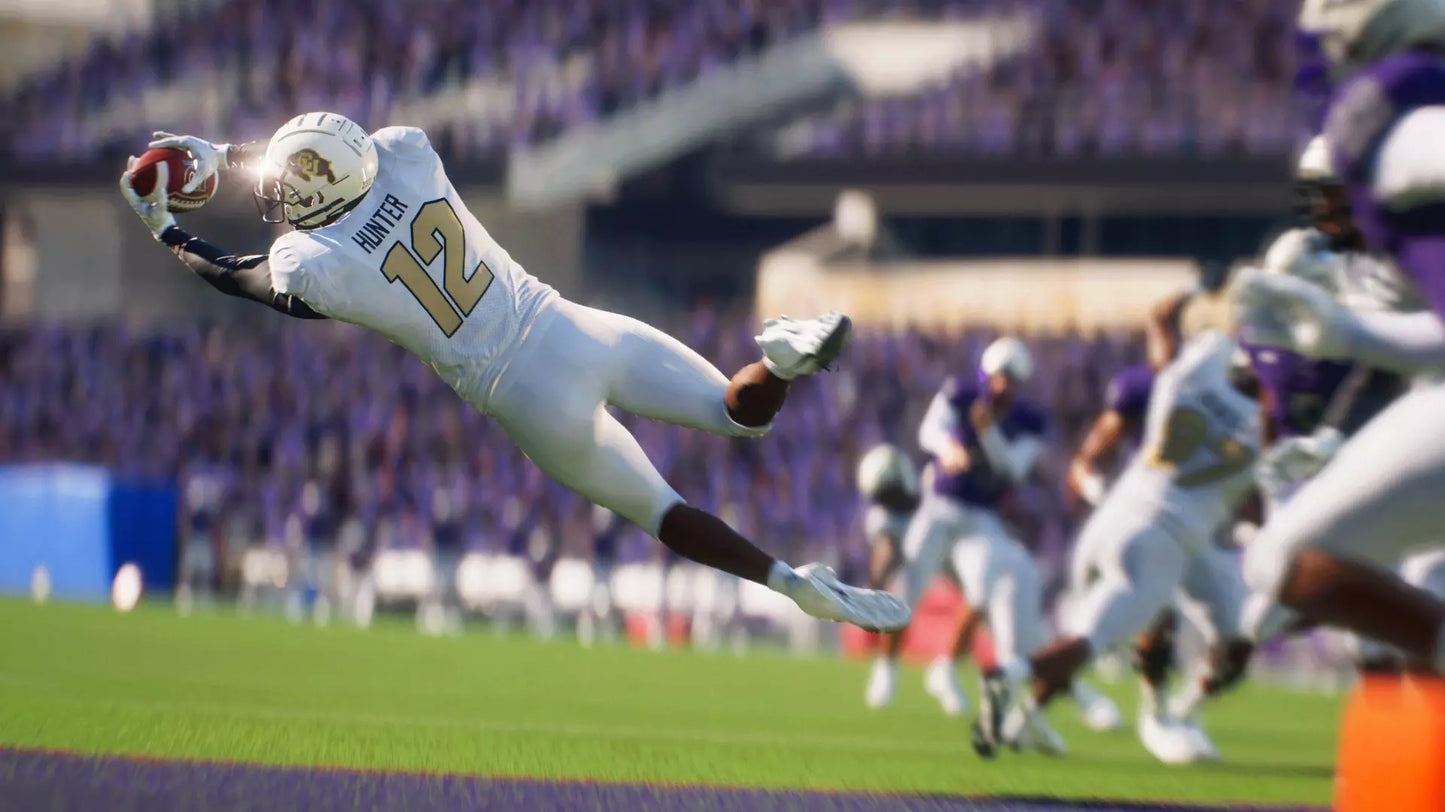 EA Sports College Football 25 PlayStation 5 college football simulation video game CampusIQ system 134 FBS teams Dynasty mode Road to Glory mode Ultimate Team authentic atmospheres stadium traditions Wear and Tear mechanics Homefield Advantage Pre-Snap Recognition gameplay screenshot