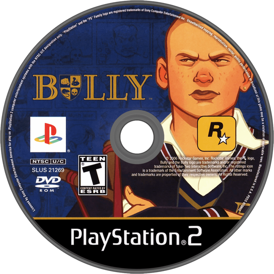 Bully for PlayStation 2 with open-world school life and adventure gameplay theme disc