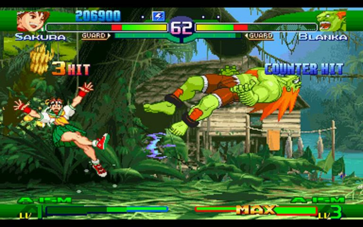 Street Fighter Alpha 3 game for the PlayStation featuring 2D fighting gameplay with a large character roster multiple fighting styles arcade and versus modes and fast paced competitive combat with combo based mechanics gameplay