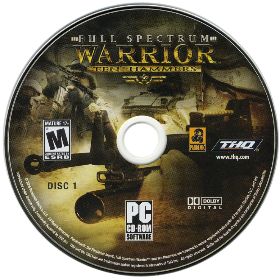 Full Spectrum Warrior: Ten Hammers disc for PlayStation 2 (PS2) modern military tactical squad-based action video game