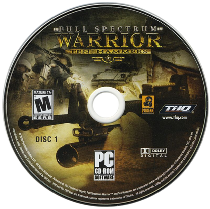Full Spectrum Warrior: Ten Hammers disc for PlayStation 2 (PS2) modern military tactical squad-based action video game