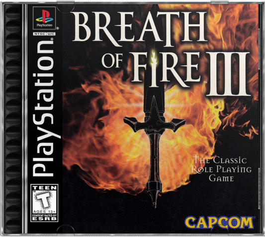Breath of Fire III PS1 PlayStation 1 JRPG role playing game Capcom fantasy dragon transformation turn based combat story driven adventure retro video game cover art