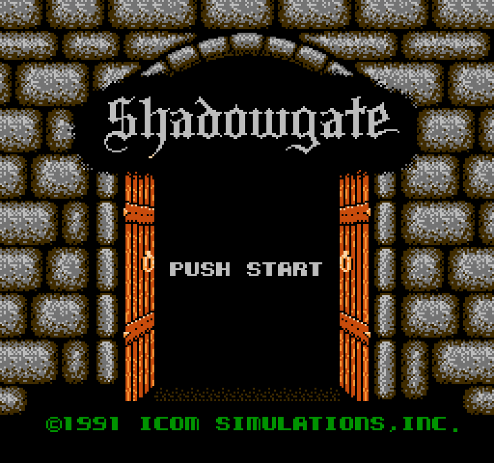 Shadowgate Nintendo Entertainment System NES video game featuring fantasy adventure gameplay castle exploration puzzle solving item collection mysterious environments dangerous traps and challenging point and click style gameplay classic 8 bit retro video game collection collectible gaming appeal gameplay