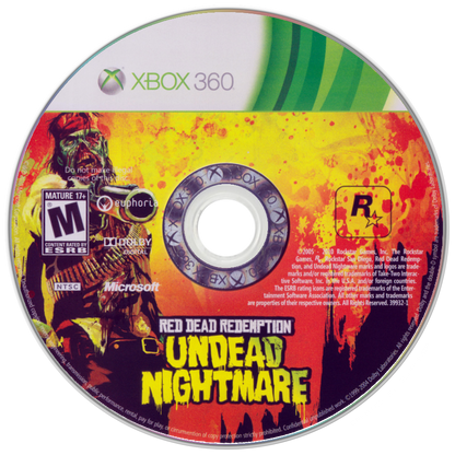 Red Dead Redemption Undead Nightmare Xbox 360 X360 for retro video game enthusiasts featuring open world action adventure gameplay zombie survival combat Wild West exploration undead enemies horseback riding weapon upgrades and collectible gaming appeal disc