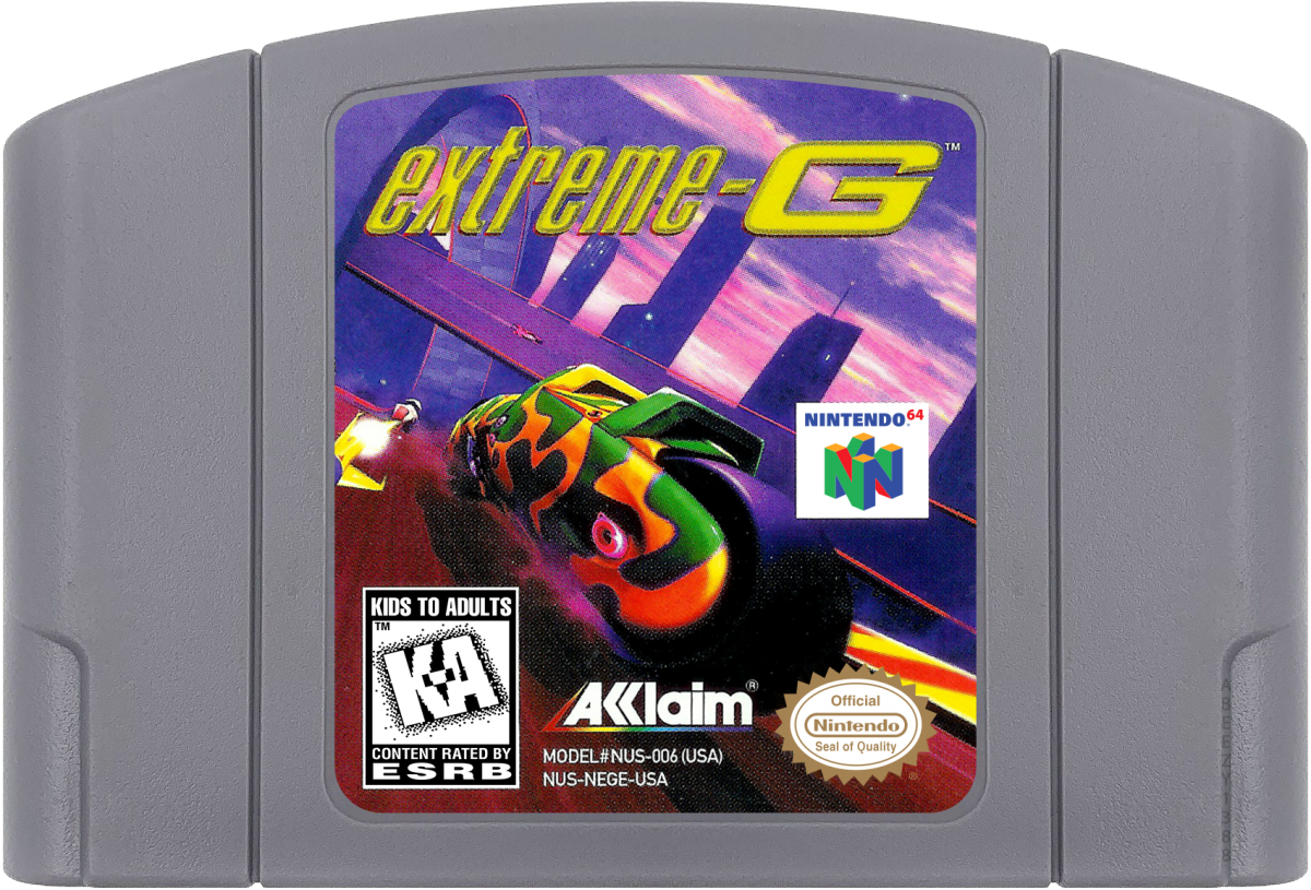 Exterme-G game cartridge for Nintendo 64 racing video game. 
