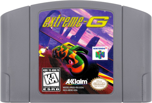 Exterme-G game cartridge for Nintendo 64 racing video game. 