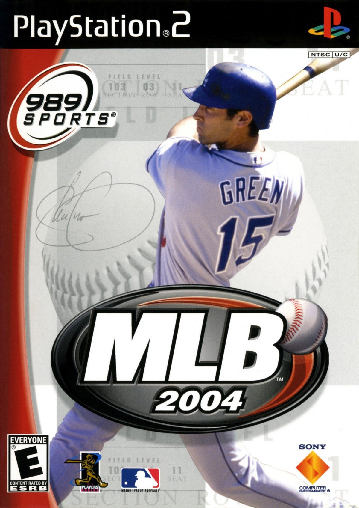 MLB 2004 for PlayStation 2 sports baseball video game featuring realistic MLB simulation authentic teams and stadiums franchise modes and classic Sony San Diego Studio gameplay experience cover art