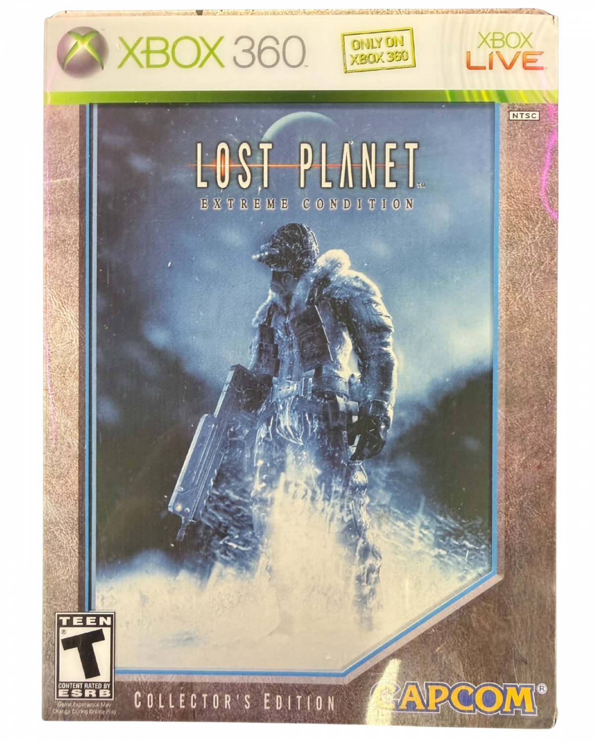 Lost Planet Extreme Conditions Collector’s Edition for Xbox 360 third person action shooter video game featuring icy planet environments intense mech and alien combat story driven campaign and enhanced Capcom franchise experience cover art