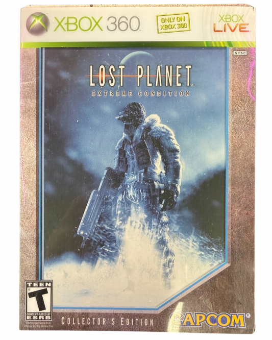 Lost Planet Extreme Conditions Collector’s Edition for Xbox 360 third person action shooter video game featuring icy planet environments intense mech and alien combat story driven campaign and enhanced Capcom franchise experience cover art