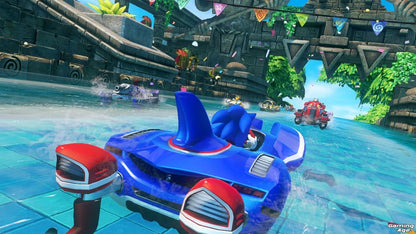 Sonic & All-Stars Racing Transformed PlayStation Vita video game, arcade racing action, transforming vehicles, multiplayer gameplay, handheld console title gameplay screenshot