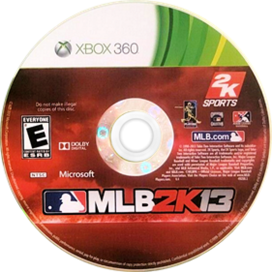 MLB 2K13 disc for Xbox 360 (X360) sports baseball video game