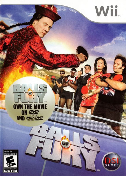 Retro Balls of Fury Wii inspired design featuring comedic table tennis action aesthetic motion controlled gameplay quirky martial arts humor over the top ping pong battles colorful arcade style sports entertainment nostalgic Nintendo Wii presentation cover art