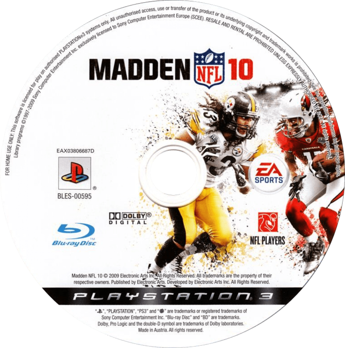 Madden NFL 10 disc art for PlayStation 3 (PS3) video game