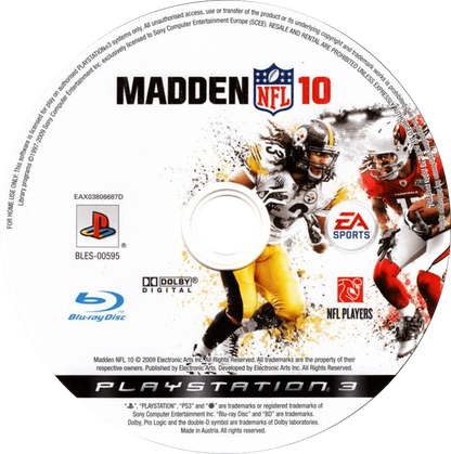 Madden NFL 10 disc art for PlayStation 3 (PS3) video game